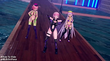 Preview 3 of Fuck With Toyes - MMD Mashu Kyrielight And BB Pele And Nightingale Side To Side GirlFans