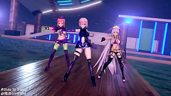 Preview 1 of Fuck With Toyes - MMD Mashu Kyrielight And BB Pele And Nightingale Side To Side GirlFans