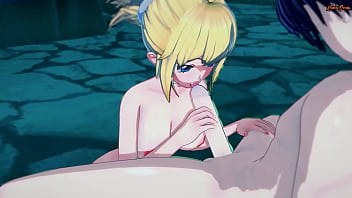 Preview 1 of Full Ainal - Kohaku gives a great blowjob before letting him cum all over her face and tits - Dr Stone Hentai.