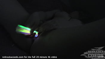 Preview 2 of Bd Love Sex Xxx - opening up teen pussy with glowsticks