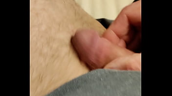 Preview 1 of Bella Mendez Tv Babe - Old Amatuer Guy Rubs Cock Against Thigh After Hours Of Edging