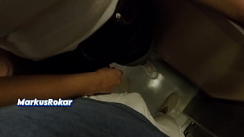 Preview 1 of First Virgin Ml - Unknown Blonde Milf with Big Tits Started Touching My Dick in Subway ! That&#039_s called Clothed Sex?