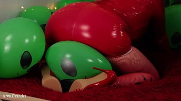 Preview 2 of Wwwnnxx Com - Balloons Fetish PVC Video of 2 Lesbians Arya Grander and model Fetishaura
