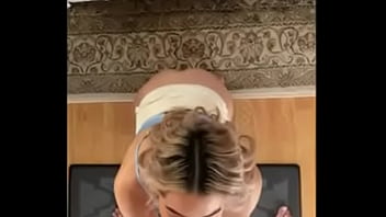 Preview 2 of Banana And Girl - slutty asian latina gives deepthroat blowjob and cummed on ass