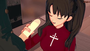 Preview 1 of Sx Bf Sx Bilu - Tohsaka Rin does 69 before riding cock on the sofa - Fate/Stay Night Hentai.