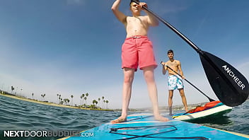 Preview 1 of Pussy Cluse Up - NextDoorBuddies - Bored Bros Switch From Paddleboarding To Pounding