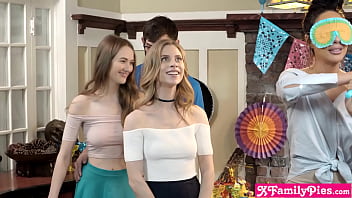 Preview 3 of Sunny Leone Remix - Teen stepsister Anya Olsen and her BFF Samantha Hayes fucking her stepbro