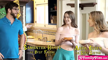 Preview 1 of Sunny Leone Remix - Teen stepsister Anya Olsen and her BFF Samantha Hayes fucking her stepbro