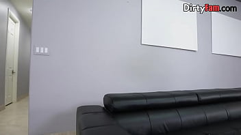 Preview 1 of Ballbusting Femdom Chastity - Busty stepmom spitroasted in taboo threesome
