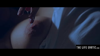 Preview 2 of Virgen Pussy Bloud - Rubbing her huge puffy nipples as she fucks herself with a pencil
