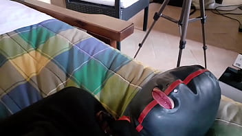 Preview 3 of Sluty Cum - Hogtied and masked in stockings and high heels. Trained to be submissive and suck a cock