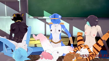 Preview 4 of Anal Pog - Furry Yiff Futanari Hentai 3D - 3 Furry Futanari Fucks 3 Futanari Girls - Hentai Animation Shemale - Creampie in her pussies