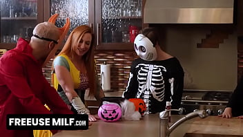 Preview 3 of Pakistani Model Sexy Xxx - The Halloween Pranksters by FreeUse Milf feat. Evie Christian,  Sophia Locke,  Anthony Pierce &amp_ Tony Sting