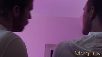 Preview 2 of Night Bed Sleeping - MASQULIN Jay Dymel Receives Two Raw Dicks In Wild Spitroast
