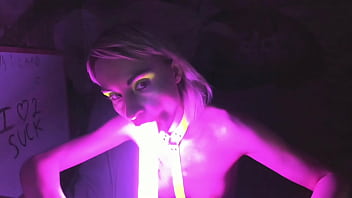 Preview 1 of Shoft Sex - kelly copperfield deepthroats LED glowing dildo on webcam