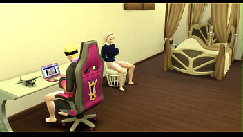 Preview 4 of Czech Taxi Cab - Naruto Boruto Cap 4 Boruto va al cuarto de sarada a ver porno en la computadora y sakura lo ayuda con una mamada luego se les une sara para un trio