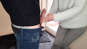 Preview 2 of Yessxxx Tube - Public Dick Flash Neighbor was surprised to see a guy jerking off but helped him cum (cum hater)