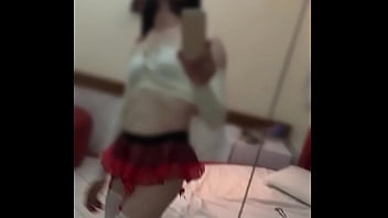 Preview 3 of Big Bos Thailand - crossdresser  de fantasia colegial aluna