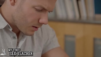 Preview 1 of Public Orgasm Vibrator Anal - Naughty America - Hot MILF teacher,  London River,  hooks up with her student in the classroom for a passing grade