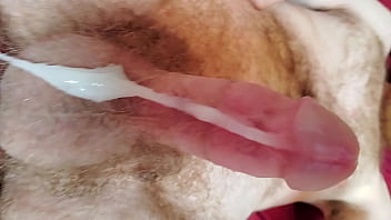 Preview 2 of Take Moner - Close up of a gentle stream of cum flowing from of my cock
