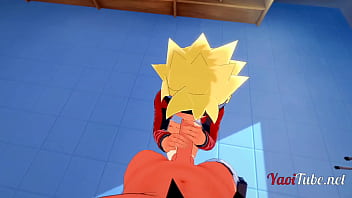 Preview 2 of 3some Sex Dh Video - Boruto Naruto - POV Kiba x Boruto Handjob,  blowjob &amp_ Anal with creampie and cum in his mouth  - Yaoi 3D