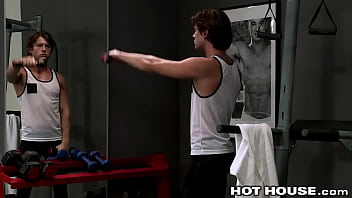 Preview 1 of Makeup Artist Suck - HotHouse - Fit Stud Austin Avery Barebacks Towel Boy In Gym