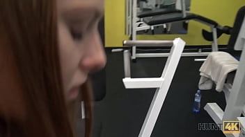 Preview 4 of Netload Fisting - HUNT4K. Magnificent chick gives trimmed vagina for cash in the gym