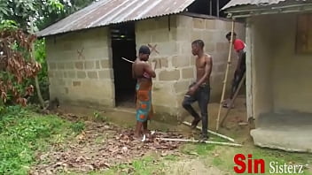 Preview 4 of Boks Hottie - Two step Brothers Caught Fucking Two Local African Black With Vagina Farming In Public, 