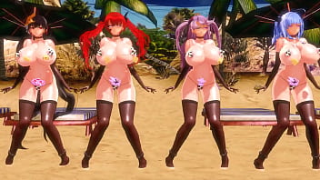 Preview 2 of Harcelement Sexuel Dans Les Bus - MMD Ghost Dance A z u r Lane Honolulu St Louis Prinz Eugen Taihou