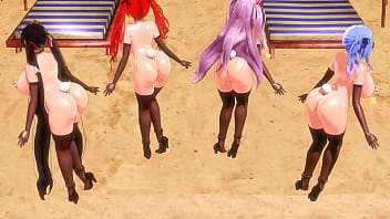 Preview 3 of Harcelement Sexuel Dans Les Bus - MMD Ghost Dance A z u r Lane Honolulu St Louis Prinz Eugen Taihou