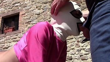 Preview 1 of Mom Sex Attact - Laura on Heels amateur 2021 on pink outfit in outdoor blowjob and oral creampie
