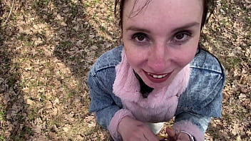 Preview 1 of Xxnx Video Baby Japan Selingkuh - IN THE FOREST ON KNEELS DRAGGED A GUY ON THE FIRST DATE AND DUCKED HIM