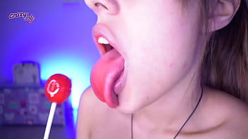 Preview 2 of Mature Domme 70 Plus Bbw - Cute girl licking and sucking a lollipop