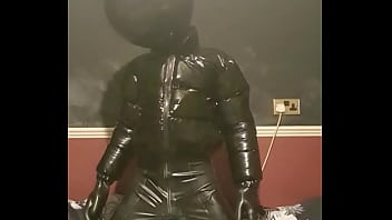 Preview 1 of Sumana Gomas Fuck Videos - Latexhexs stripping out of puffer jacket and latex