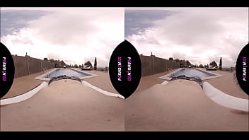 Preview 1 of Soney Leone Xxxx Hd Video - PORNBCN VR 4K | Young amateur fucking in the outdoor public pool Mia Navarro virtual reality 180 3D POV