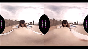 Preview 4 of Soney Leone Xxxx Hd Video - PORNBCN VR 4K | Young amateur fucking in the outdoor public pool Mia Navarro virtual reality 180 3D POV
