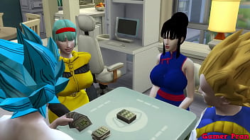 Preview 2 of Two Girls Having Sex In Kitchen - Dragon Ball Porn Hentai Vegeta se Folla a Hermosa Esposa Chichi al Lado de su Amigo y Marido y Cornudo Netorare