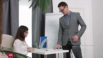 Preview 1 of Anrea Nobili - Teen in glasses cums during fingering and gets fucked after
