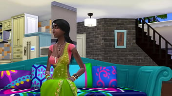Preview 1 of Ebony Darla - Indian step Sister Catches Her Masturbating Next To Her Bed After Comes Home From A Party