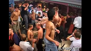 Preview 2 of Busty Girl Strips To Touch Me - Erotic homo sex party with guys