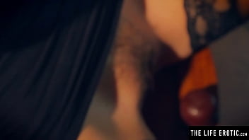 Preview 2 of Nikku - Hot sexy girl smears cream all over her big tits and hairy pussy