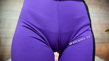 Preview 1 of L Blindfold - Incredible CAMELTOE and THIGH GAP Skinny Beautiful Babe in Tight Lycra