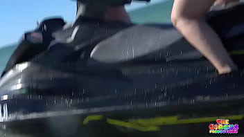 Preview 2 of Young Man Brazzer - Two PAWGs eating pussy on a jet ski