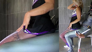Preview 2 of Cum Panty And Wear - Naomie Loup with purple lurex pantyhose