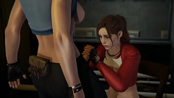 Preview 1 of Dhaka Bangladesh Sxe Video - Futa Resident Evil - Claire Redfield gets creampied by Jill Valentine - 3D Porn