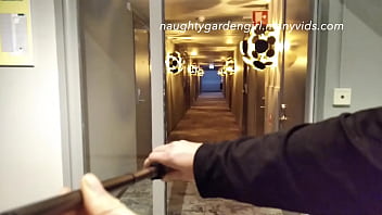Preview 2 of Butt Plug Tail Fuck - Getting Naughty in the Hotel Hallways and Elevator (Caught)