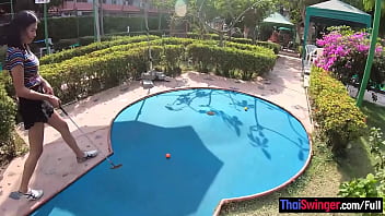 Preview 2 of Kasi Blacks - Amateur Thai teen is really bad at minigolf but good at sex