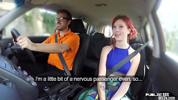 Preview 1 of Suny Lionysex - Redhead brit publicly rides driving instructor