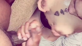 Preview 3 of Sunny Leone Video In Redwap - Blowjob/Handjob leads to facial/cum on tits (Full Video On Xvideos Red)