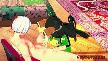 Preview 1 of Black Long Cock Sex - Boku No Hero Hentai - Tsuyu Asui (Froppy)  &amp_ Todoroki Shoto Having Sex in her room. Handjob,  Blowjob &amp_ Fucked with creampie 1/2